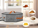 Cowboy Hat Storage Box, Collapsible Felt Hat Organizer with Handles Clear Window, Gray 17 x 10 In V1188-MS-721-057