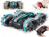 2.4Ghz Remote Control Gesture Sensor Toy Car Boat Truck 4WD Waterproof RC Amphibious Vehicle-Blue V1263-JX-7291