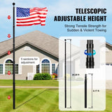 25FT Telescopic Flagpole Kit, Heavy Duty Aluminum Alloy Flag Pole Kit in Ground for Outside, 3 V952-QGTJHS25YCSSO5E4YV0