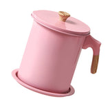 Oil Strainer Pot 1.4L Wood Grain Easy Operation No Rust Oil Storage Supplies Filter for Home Canteen V1294-YM0716-3118220109511