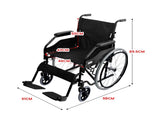 Orthonica 24in Self Propelled Foldable Steel Wheelchair - Black WCR-MAS-003-BK