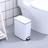 Small Trash Can with Lid,Rectangular Trash Can for Bathroom,Bedroom,Office,Garbage Can with Foot V1366-AZ2-W-03543