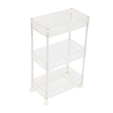 Kitchen Storage Rack Cart Multifunctional 3 Layers ABS Slim Rolling Utility Cart for Bathroom Snacks V1294-YM0901-3112230078211