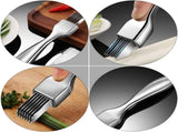 2pcs Stainless Steel Scallion Cutter with Protective Cover - Comfortable Grip, Easy Clean, Sturdy V1366-AZ2-W-15400
