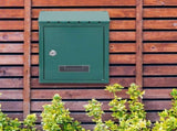 Green Locking Wall-Mounted Mailbox with Iron Post, Outdoor Home Decor and Secure Mail Storage V1369-AZ3-W-09026
