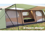 Weisshorn Instant Up Camping Tent 10 Person Outdoor Family Hiking Tents 3 Rooms TENT-D-FAST-10P-BRGN