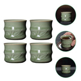 Set of 4 Olive Green Ceramic Water Cups - Stylish and Drinkware for Home, Kitchen, and Everyday Use V1370-AZ4-15042