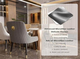 High-End Grey Dining Chairs Set of 2 Faux Leather Upholstered Kitchen Chairs with Gold Lion Head V767-YZ-X111-HH