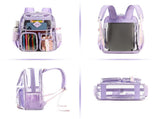 Heavy Duty Clear Transparent Backpack with Purple - Large Capacity PVC Bookbag for School, Stadium, V888-ELOSUNG18417