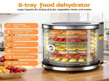 Devanti 8 Trays Food Dehydrator Stainless Steel Auto-Rotate 10 Programs 700W FD-F-360-8T-SS