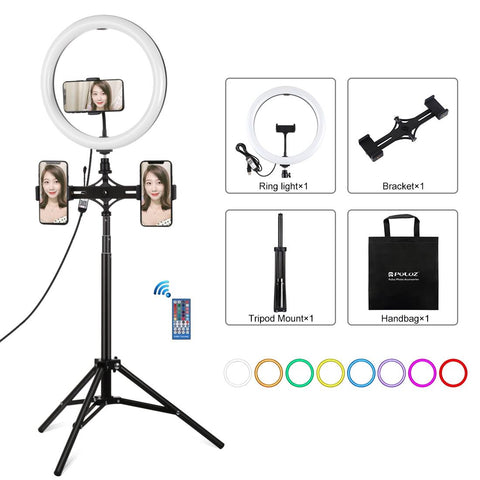 11.8 Rgbw Led Ring Light Kit With Mount Dual Phone Brackets And Remote Control PRL-B7703TKP