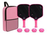 Pink handle T700 Carbon Fiber Pickleball Paddle Set - 16mm Textured Matte Finish with Oxford Carry V888-ELOSUNG47476-1