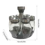 Rotating Spice Rack S 6 Glass Jars with Labels Food-Safe Sealed Lids Transparent Visible V1370-AZ4-09155