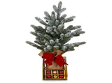 Christabelle 45cm 1.5ft Snowy Potted Christmas Tree Decorations Gift Pack Hessian Red Gold Baub 112_HZ702