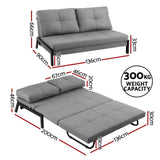 Artiss Sofa Bed 2 Seater Folding Convertible Couch Recliner Lounge Chair SBED-E-FLD02-2S-GY