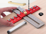 Aluminum Alloy Cabinet Handle Drilling Jig with Adjustable Cross Sliding Structure for Precise Hole V1341-ZY-A7LKDZNE-RED