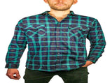 Mens 100% Cotton Flannelette Shirt Long Sleeve Check Authentic Flannel - Green/Navy - 6XL V563-FS-FP22-82-6XL
