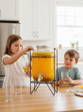 CARLA HOME 5L Glass Drink Dispenser with Metal Stand, Wide Mouth Beverage Jar & Stainless Steel Tap V178-36369