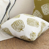 SOGA 50cm Throw Pillow White with Olive Green Autumn Harvest Pumpkin Print Home Decor FRENCHCUSHION329