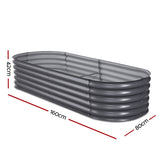 2x Green Fingers Raised Garden Bed 160X80X42cm Oval Planter Box Raised Container Galvanised GARDEN-OVAL-1608042X2