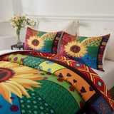 Floral Sunflower Comforter Set, King Size, Quilted Bedding with Pillowcases V745-MAB010677AJ3