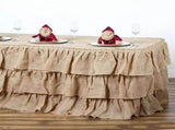 Efavormart 3 Tier Rustic Elegant Ruffled Burlap Table Skirt for Kitchen Dining Catering Wedding V1258-DP02-C-3154