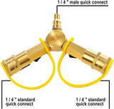 1/4" RV Quick Connect Y Splitter Adapter with Shutoff Valve for RV Trailer and Quick Connect V1258-DP02-C-276