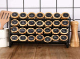 CARLA HOME 24 Glass Spice Jars with Bamboo Lids, Shaker Tops, 180 Spice Labels, White Pen & Funnel V178-36269