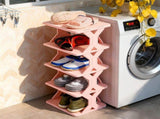 Shoe Rack for Closet - Corner Shoe Organizer Stackable Small Shoe Cabinet for Entryway - Plastic V1366-AZ2-W-12002