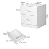 Levede Bedside Table Side Table 2 Drawers Storage Nightstand Bedroom Cabinet NI1079-WH-AU