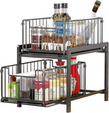 CARLA HOME 2 Tier Sliding Cabinet Organizer Drawer Storage Rack for Kitchen or Bathroom LSB-36330