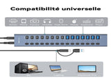 ACASIS HB16PRO 16-Port USB 3.2 10Gbps 12V/8A Powered 8 x USB-A 8 x USB-C Docking Hub for PC & V28-ELEACAHB16PRO