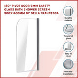 180 Degree Pivot Door 6mm Safety Glass Bath Shower Screen 900x1400mm By Della Francesca V63-829021