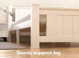 Artiss Bed Frame King Single Size Wooden Platform with 2 Storage Drawers White RIO WBED-D-004KS-107-DRAW