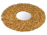 Straw Weaving Wall Mirror Retro Beautiful Woven Wall Hanging Mirror for Dorm Room Decoration Gold V1294-YM0703-3115230038511