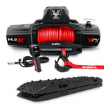 X-BULL 14500LBS Electric Winch 12V synthetic rope with Recovery Tracks Gen3.0 Black V211-AUEB-AXEW016RT009