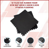 12 Tiles EVA Rubber Foam Gym Mat 60cm x 60cm 2.5cm Fitness Flooring V63-823881