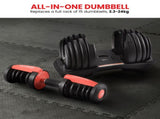 Powertrain 24kg Adjustable Dumbbells 15-in-1 Home Gym Weights Red DMB-BF1-024-1