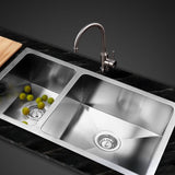 Cefito Kitchen Sink 71X45CM Stainless Steel Basin Double Bowl Silver SINK-7145-R010