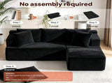 Couch Modular Sectional 3 Seater Sofa L-Shaped Black,81" Boneless Sofa Bed, Deep Seat and Side V1337-LS-BK02-B