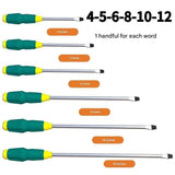 6-piece Green flathead screwdriver Impact-Resistant Magnetic Screwdriver with Through-Tang Shaft V888-ELOSUNG50899
