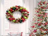 Christmas Wreath 16" Xmas Wreathss Glitter Thicken Garland Decoration Red And Green V1366-AZ2-W-23986