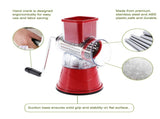 Manual Rotary Drum Grater Stainless Steel Cheese Grater Vegetables Cutter Slicing Tool Shredder Red V1294-YM0727-JY16340-01