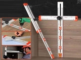 Multifunctional Woodworking Ruler, Drilling Positioning and Combination Angle T-Square Tool with V1192-AZ-W-30013