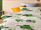 Happy Kids Country Harvest Washed Quilt Cover Set Double V442-HIN-QUILTCS-COUNTRYHARVEST-GREEN-DS