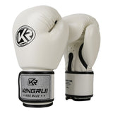 White And Silver Durable 10oz PU Leather Boxing Gloves - Padded & Ventilated for Training V888-ELOSUNG23998
