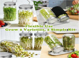 Sprouting Kit with Stainless Steel Screen Sprouting Lids & Glass Mason Jars & Light-Blocking V1258-DP02-WO-412