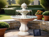 Gardeon Solar Water Feature 3-Tier Fountain with Pump Kit Bird Bath 93CM Ivory FOUNT-3LVL-IVORY