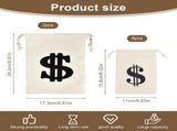 Pack of 8 Fabric Bags - Small Dollar Sign - Drawstring - Coin Pocket - Storage Accessories V1189-WXFBOL-14-1