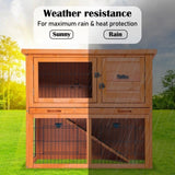 Rabbit Hutch Chicken Coop 92 x 45 x 82cm 2 Storey Cage Run Aria V274-PET-RH401